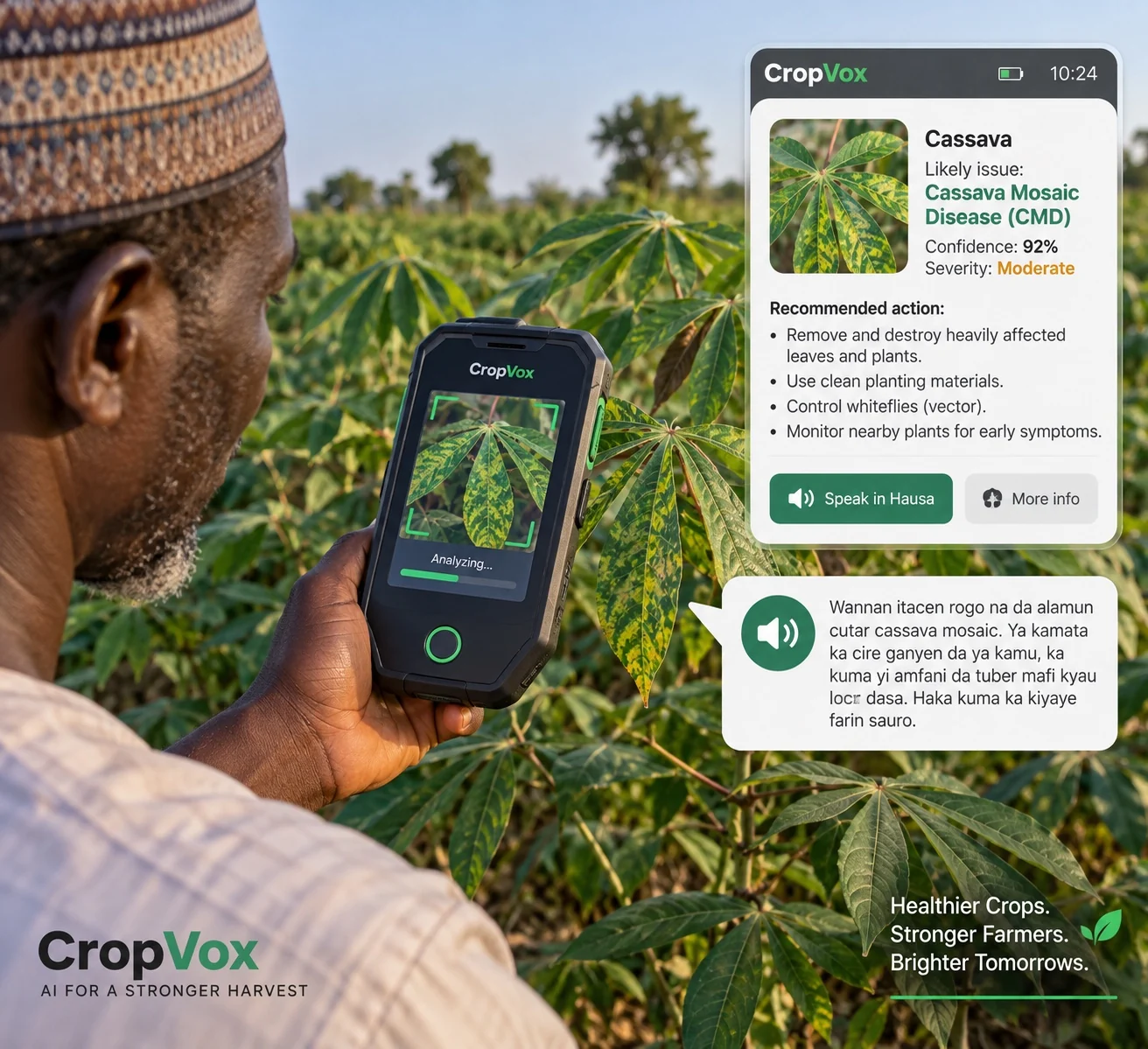 CropVox being used in a cassava field